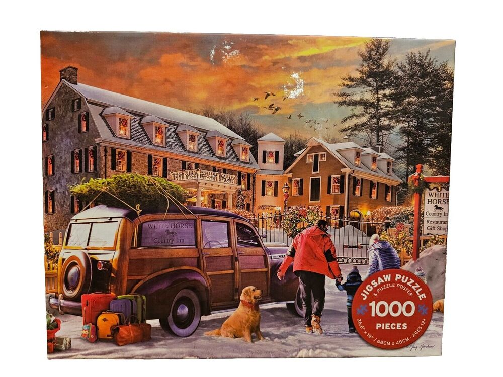 1000 Pieces Jigsaw Puzzle White Horse Country Inn Winter Puzzle 26 X 19 Ceaco